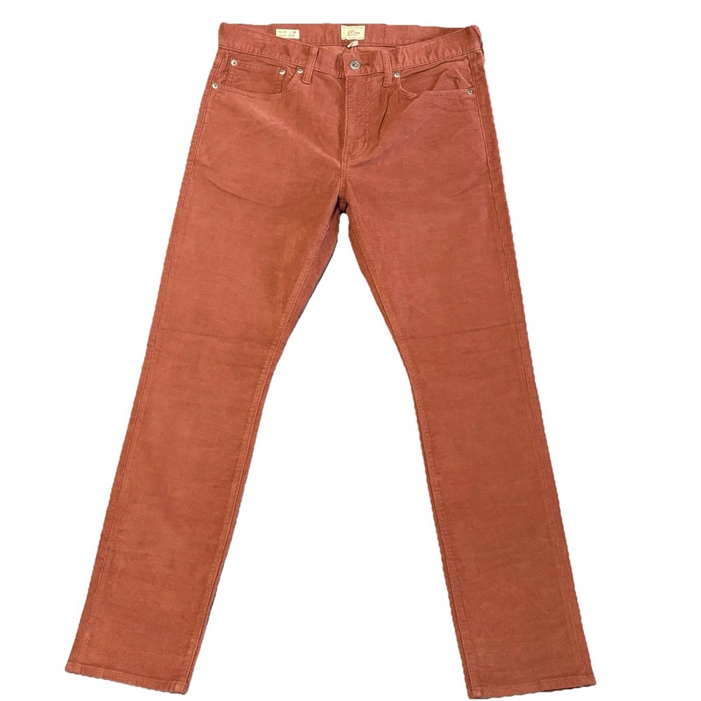 J.Crew Corduroy Pants Mens 33x30 Rust Orange Slim Fit 250 Every Stitch